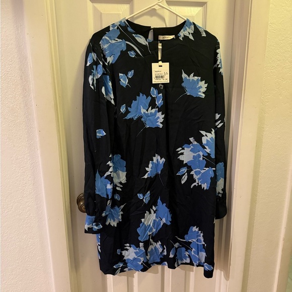 Mariela Rosati Floral Blue and Black Dress EURO SZ 44 NEW Made in Italy - Picture 4 of 4